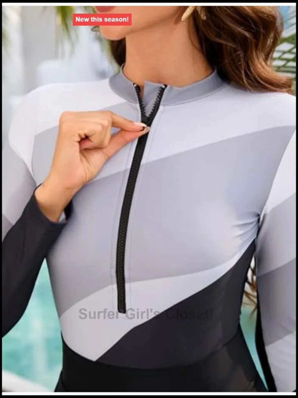 Long Sleeve Rash Guard Swimsuit One Piece with Skirt Pants Modest Burkini